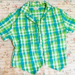 90s Kiko-Mo Green and Blue Plaid Button Up Shirt
Size: Small